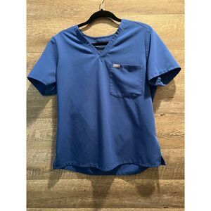 Figs Technical Collection Womens Blue Scrub Top Size Large